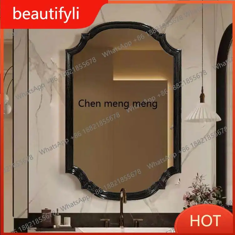 D80 American retro bathroom makeup mirror wall wall bathroom mirror medieval entrance decorative mirror