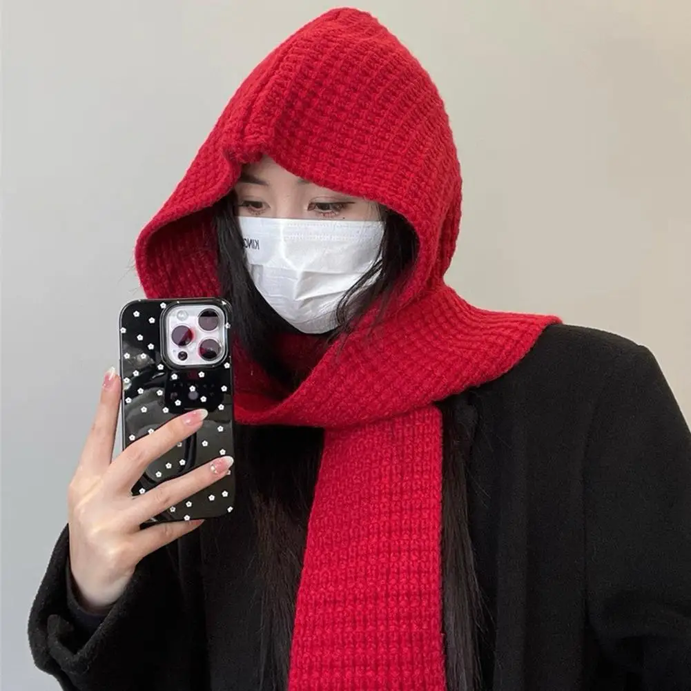 НОВАЯ вязаная шапка-бини для мужчин и женщин, зимняя теплая шапка унисекс с капюшоном, воротник, шарф, шапка, лыжная шапка, холодная Балаклава, шапка, капот