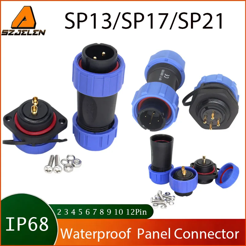 SP13/SP17/SP21 Wasserdichter Steckverbinder 2-12 Pin IP68 Stecker und Buchse, Industrielle Kabelgeräte Stromleitung Kommunikationskabel