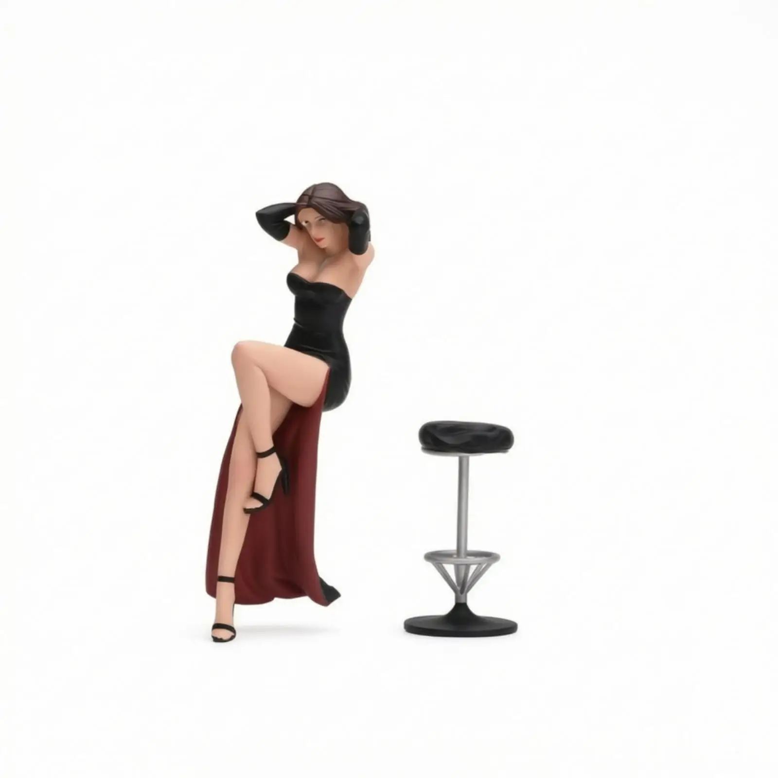Resin Miniature Figure Seated Beautiful Girl Hentai Style Stool Accessory Model for Collectible Diorama Room Layout