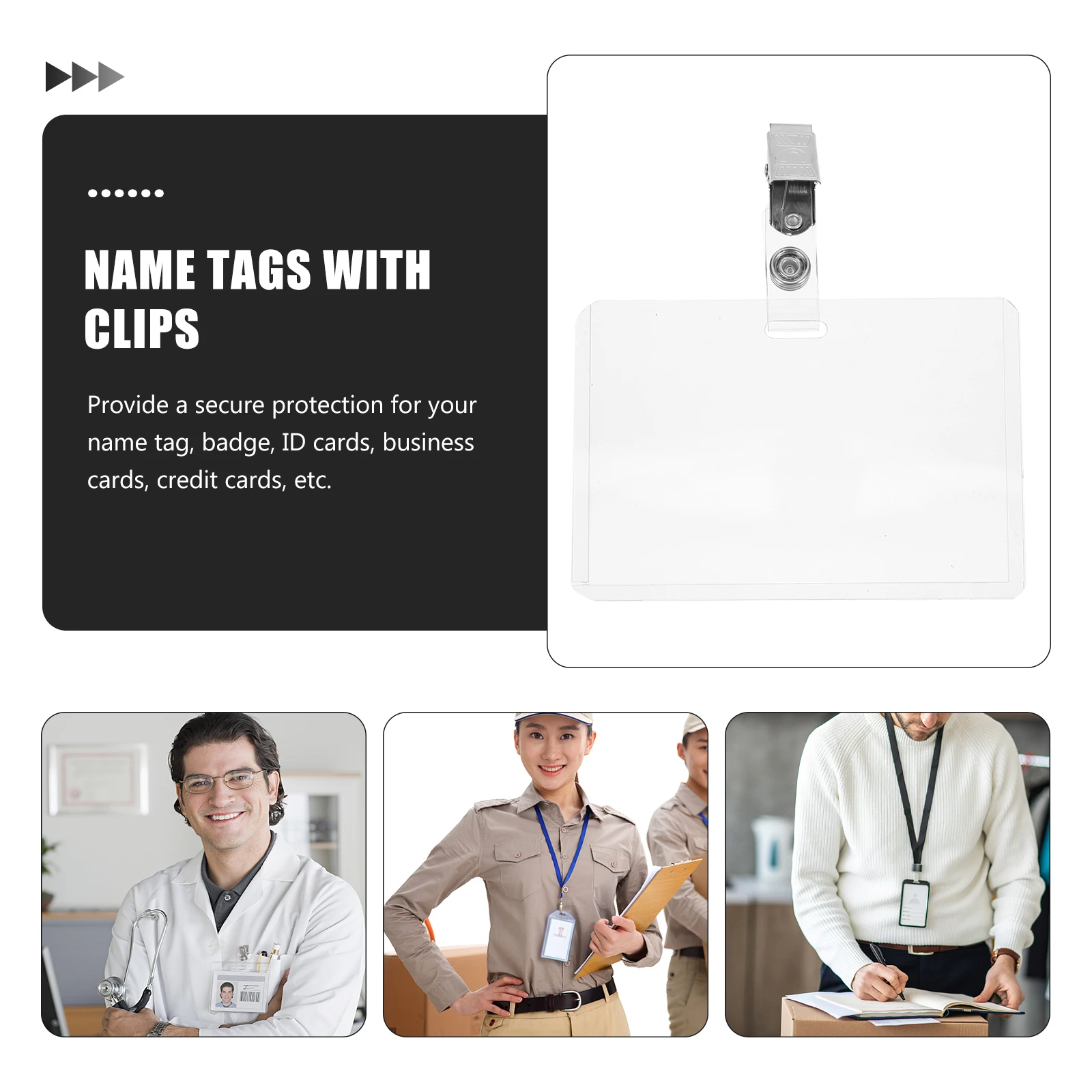 

10pcs PVC Card Sleeves Waterproof ID Badge Holder Clear Protective Cover for Business Credit Name Tags Lightweight Compact