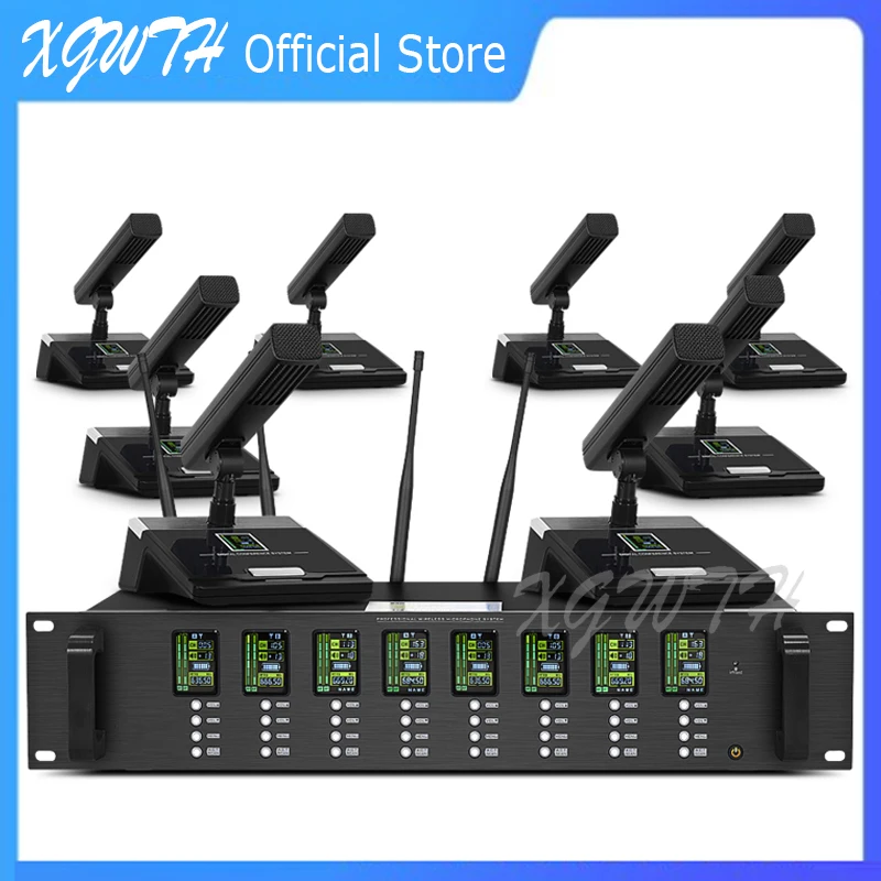 

UHF Wireless Microphone Adjustable 8 Channel Condenser Gooseneck Conference Mic DJ Karaoke Handheld Headset Lavalier Lapel Mic