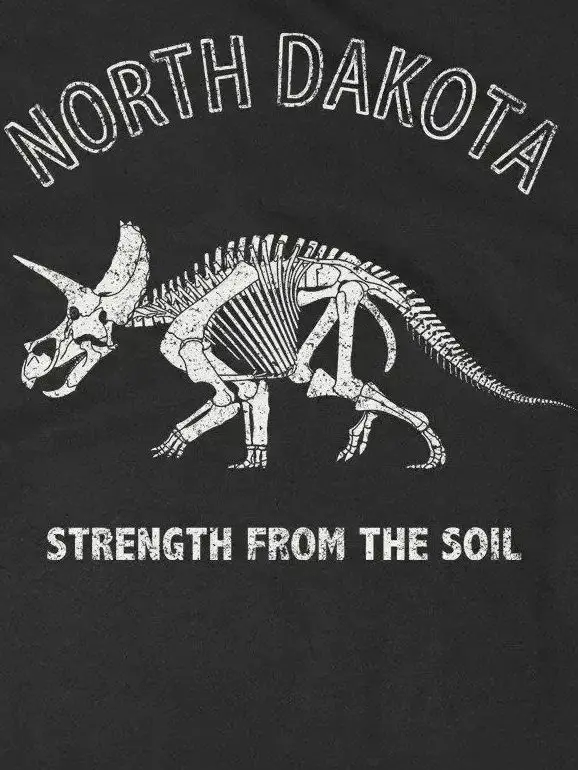 

North Dakota 'Fossils' USA Patriot Capital DinoLand T Shirt. Short Sleeve 100% Cotton Casual T-shirts Loose Top Size S-3XL