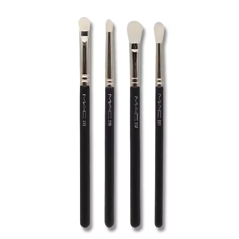 Brocha plana para sombra de ojos, 4 piezas, pinceles para mezclar arrugas, pelo de cabra, sombra de ojos, crema líquida en polvo, herramienta de maquillaje