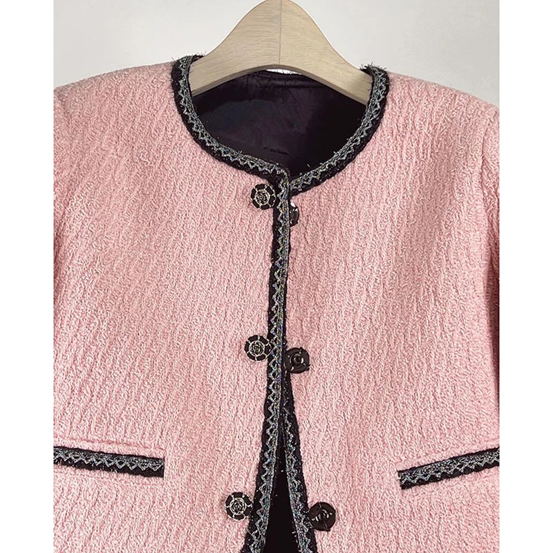 Contrast Color Woolen Coat Women Outwear 2024 Spring Autumn Tweed Jacket Female Overcoat Loose Matching Casual Jacket Short Tops