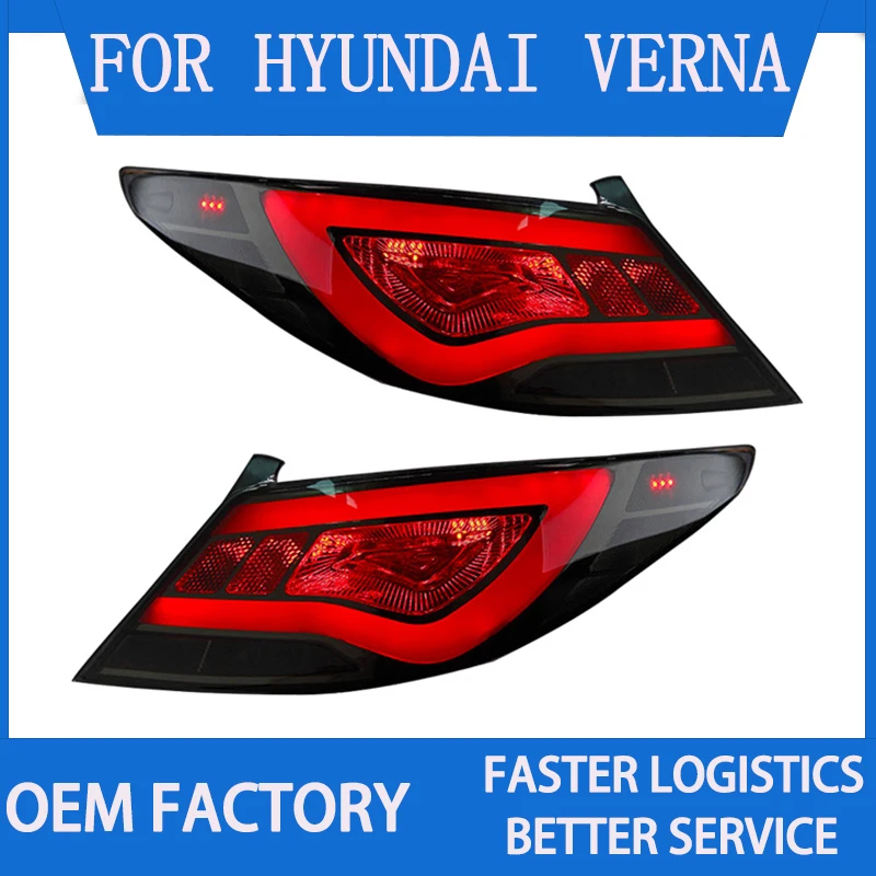 LED Tail Lamp for Hyundai Accent/Verna/Solaris 2010 2011 2012 2013 Red Smok Black LED Tail Light Turning Signal and Brake Light