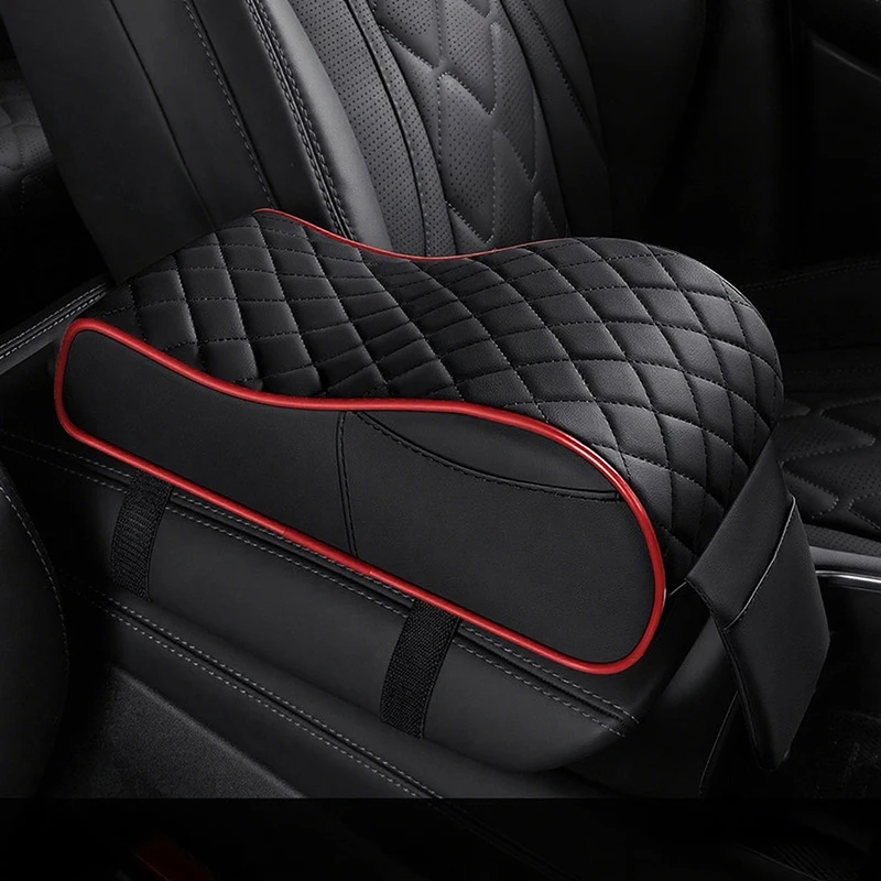 Caja de reposabrazos para coche, almohadilla de refuerzo, diseño de lujo, almohadilla de soporte para codo de cuero Pu, Interior del coche, bolsa multifuncional para teléfono móvil, tarjetero