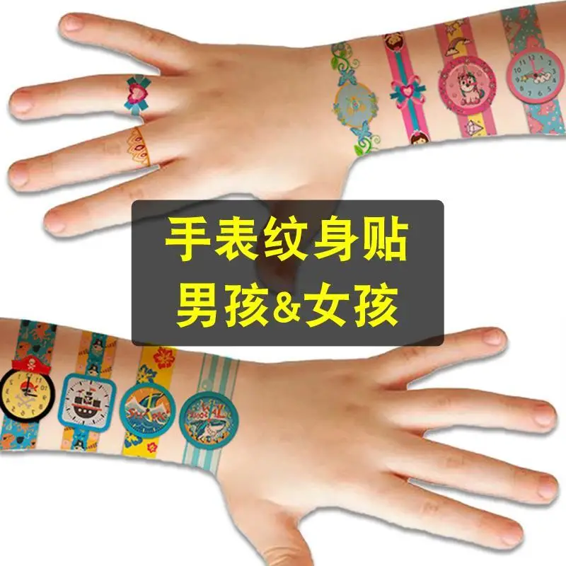 Cartoon Watch Tattoo Stickers Waterproof Fake Tattoo for Kids Arm Safety Lasting Temporary Tattoo Children Dinosaur Tattoos