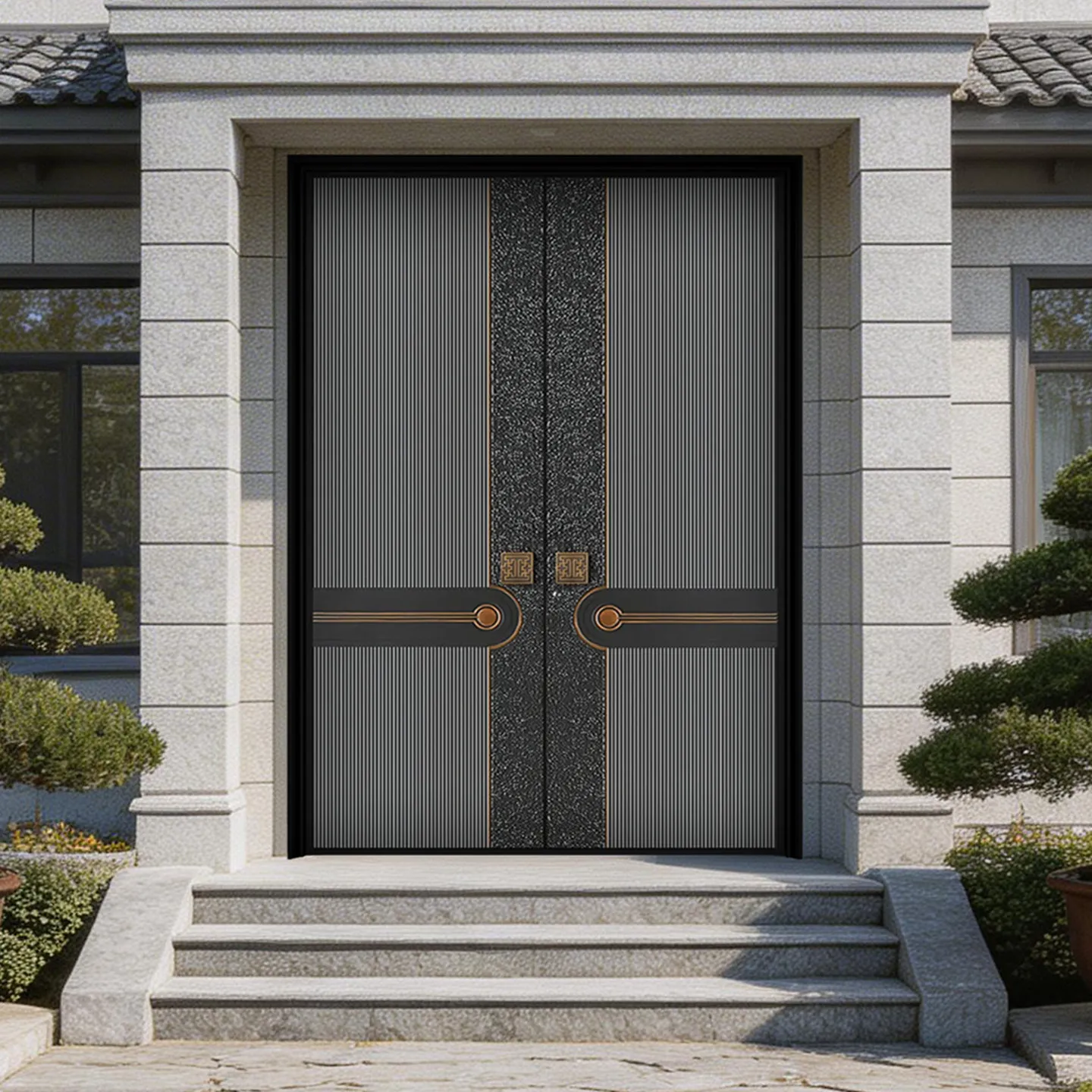 Customized double-opening door cast aluminum counter-opening door rural self-built house zinc alloy anti-theft door new