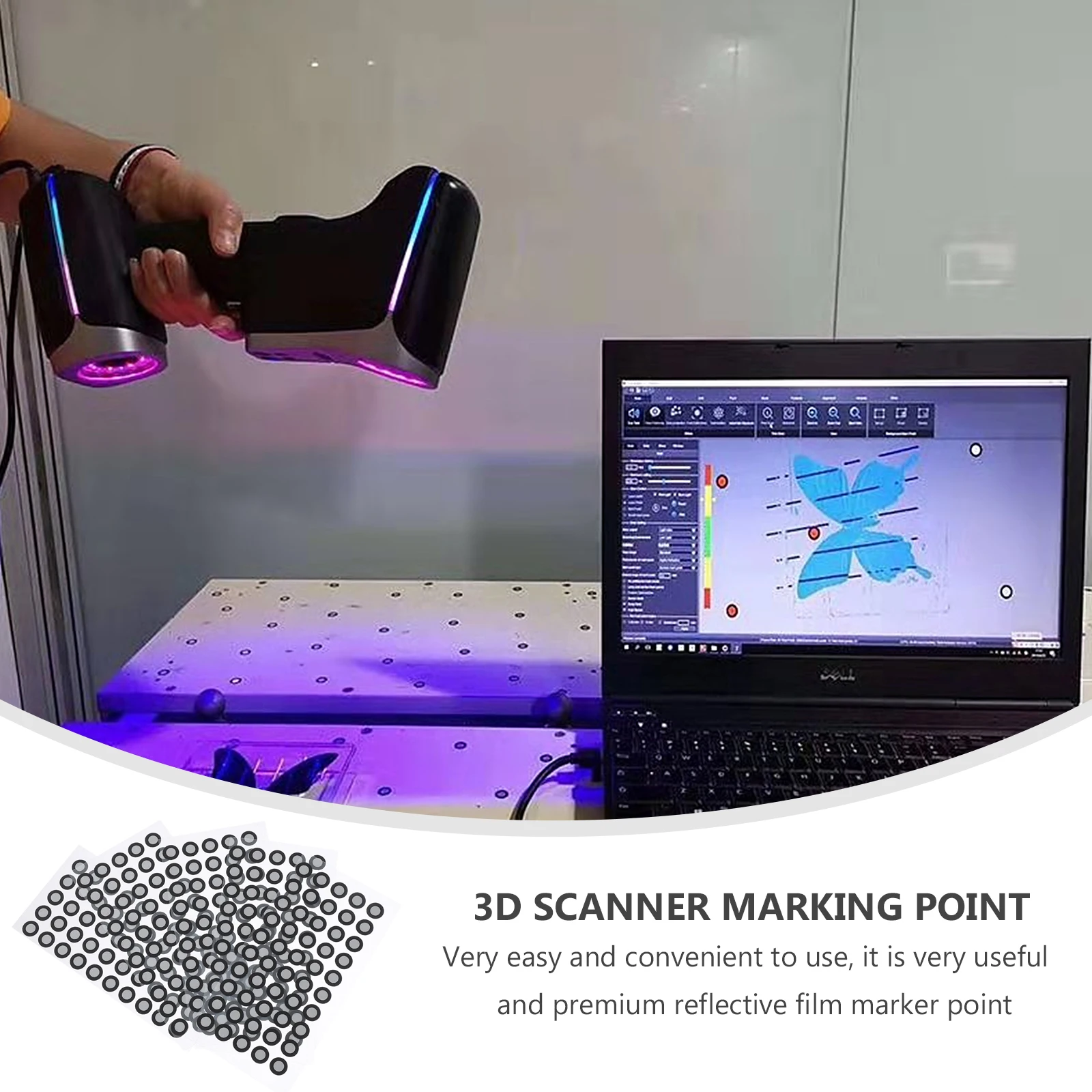 5 Sheets Point 3D Reference Scanning Scanner Reflective Marker Film Markers Marking Reflection Points Spray Scanner Marking