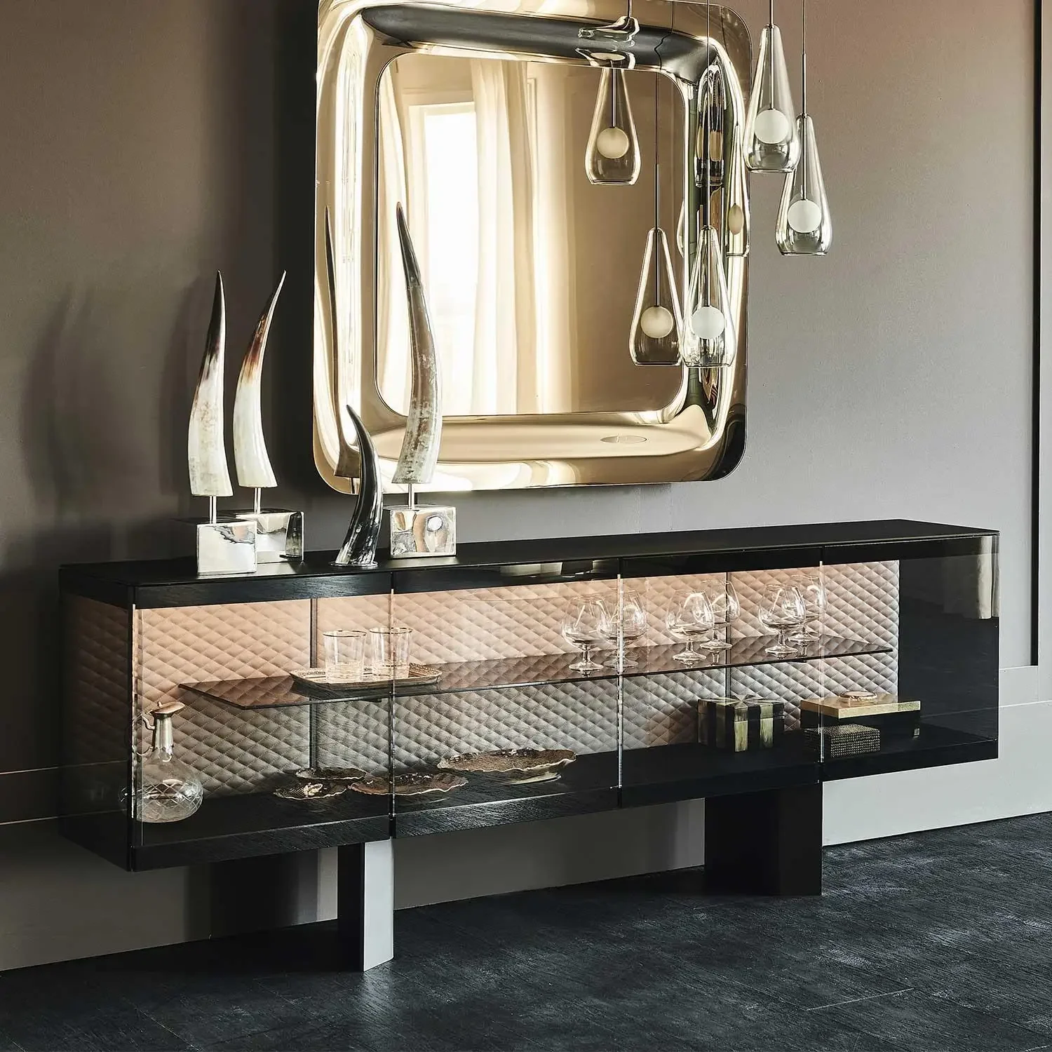 خزانة جانبية لغرفة الطعام مخصصة لخزانة المطاعم الإيطالية الخفيفة الفاخرة والحد الأدنى #3