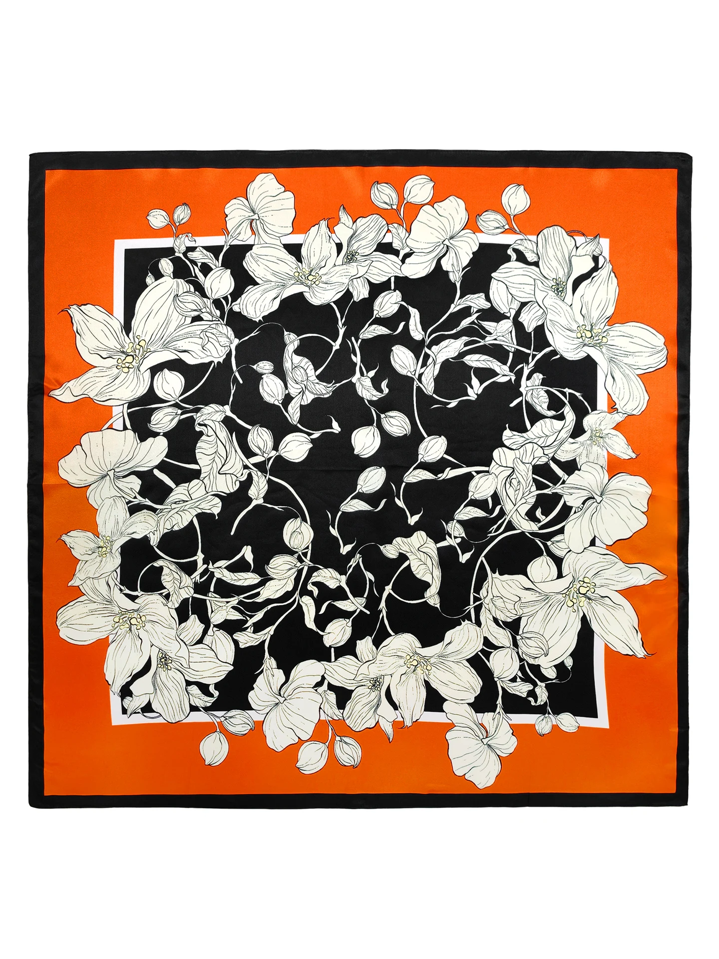 Orange Floral 100% Mulberry Si - Silk Neck Scarf review and price
