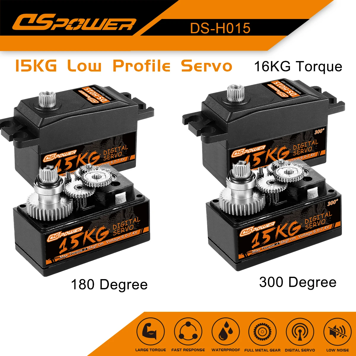 

DSpower 1/5/10/20pcs 15KG Large Torque Metal Gear Low Profile Servo for TRX4 slash scx10 arrma helicopter 1/8 1/10 RC Car