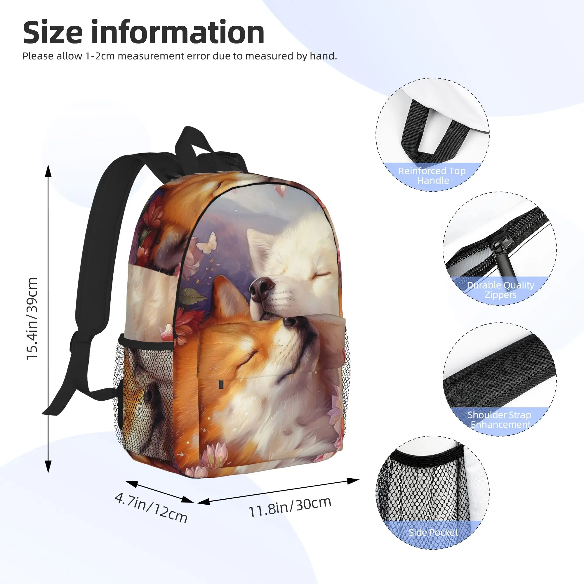 Mysterious Cartoon Two Foxs Backpack Hot Sale Daypack Large Capacity Boys Girls BookBag Shoulder Bags for Men Women School Bag