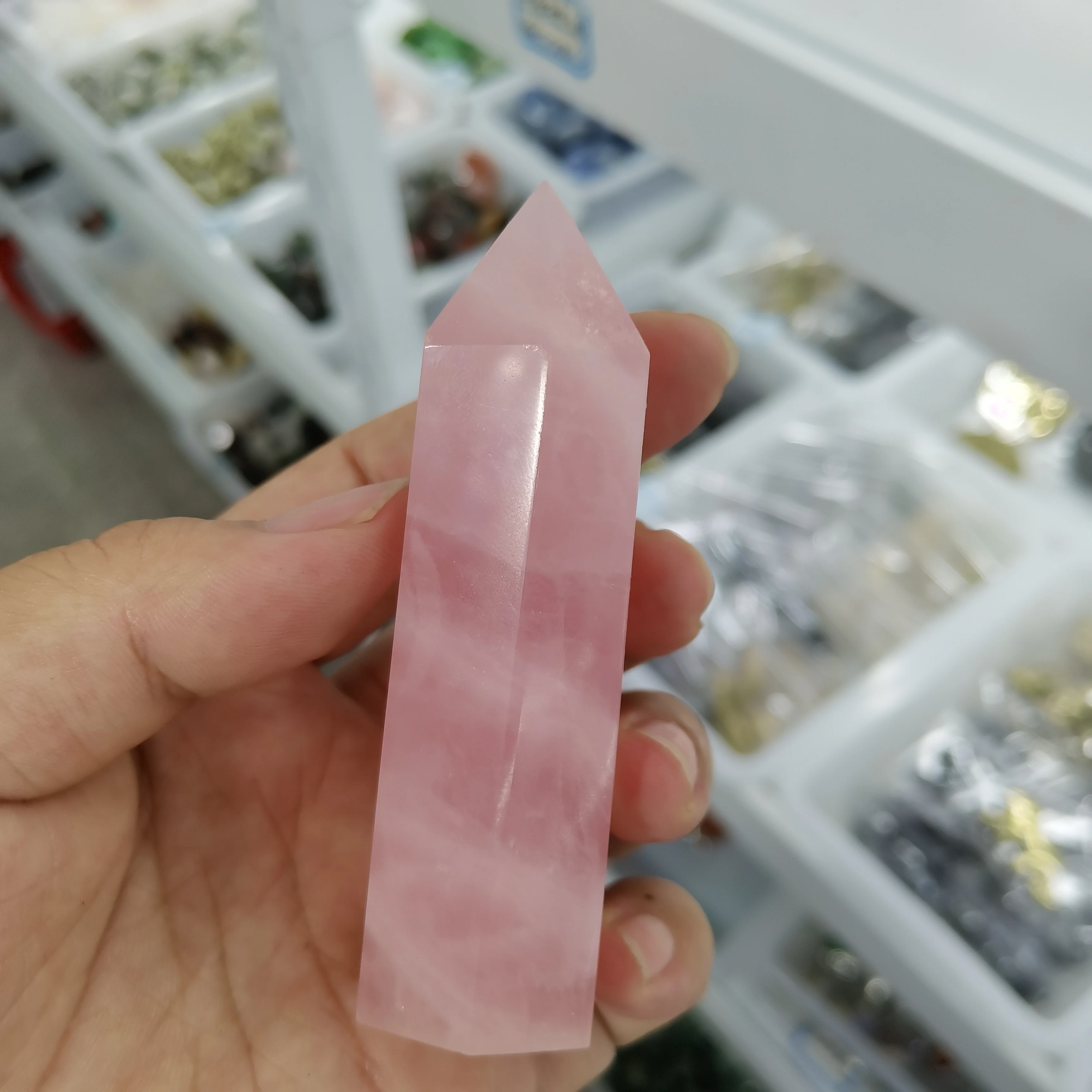 

1PC Natural Rose Quartz Crystal Point Pink Crystal Column Hand Polished Hexagon Obelisk for Room Furnishing Decor Crafts Gifts