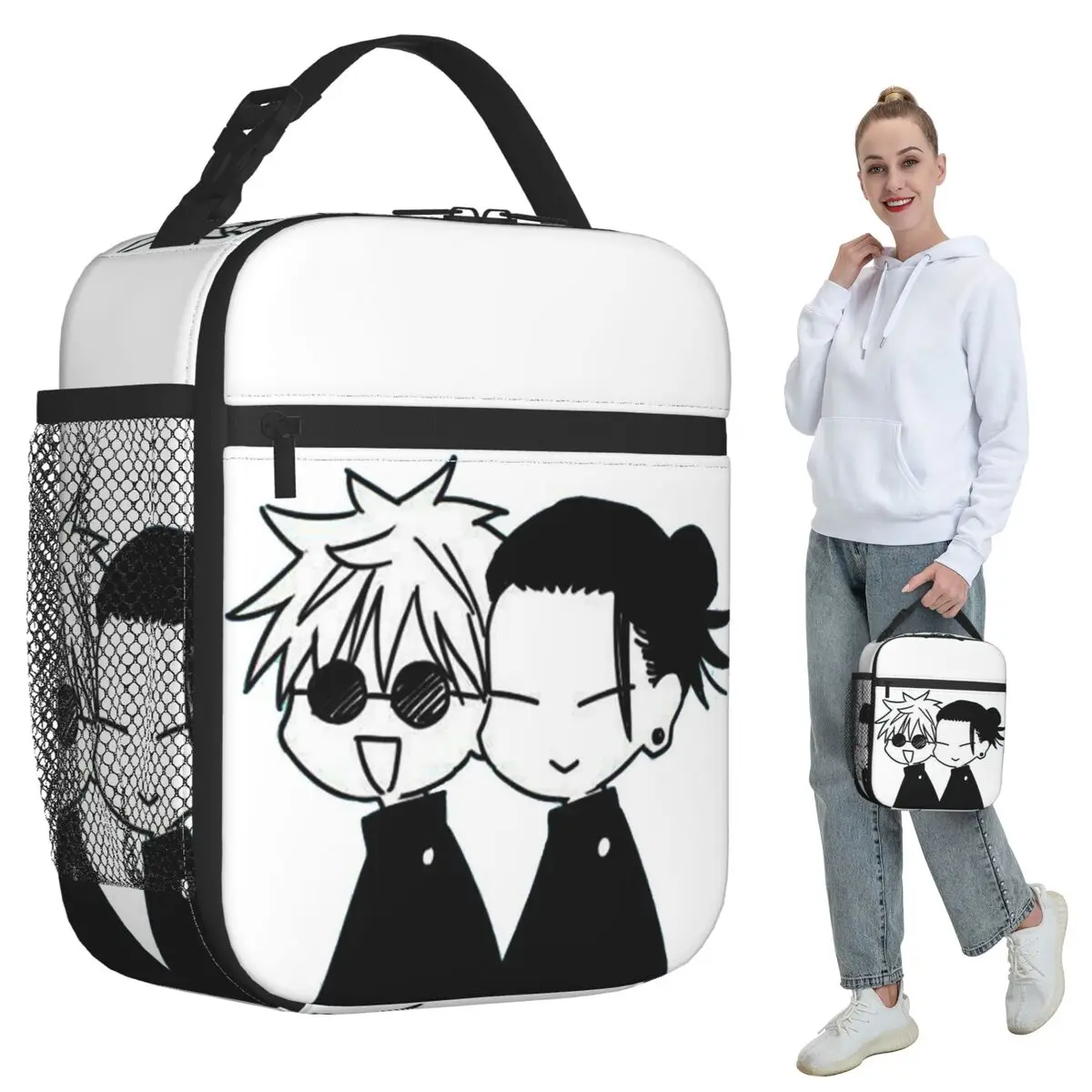 

Gojo Satoru And Geto Suguru Insulated Lunch Bag for Women Office Cooler Thermal Food Box Tote Portable Lunch Boxes Container