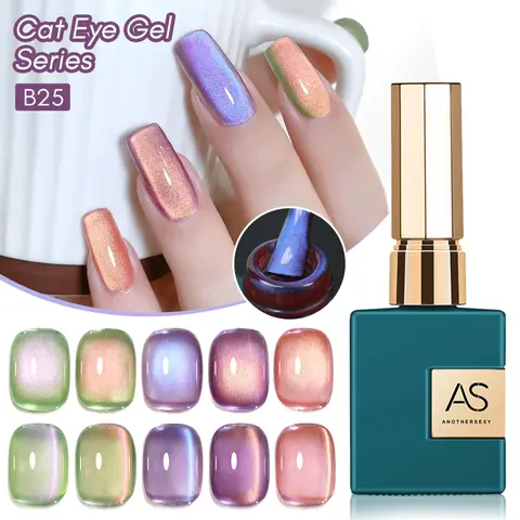 AS 15ml 포도 보라색 고양이 눈 마그네틱 젤 매니큐어 Vernis 세미 퍼머넌트 담그기 크리스탈 젤 폴란드어 손톱 매니큐어 바니쉬