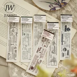 JIANWU 5 Sheets A Connet Series Vintage English Text Material Decor PVC Transfer Sticker Creative DIY Journal Collage Stationery