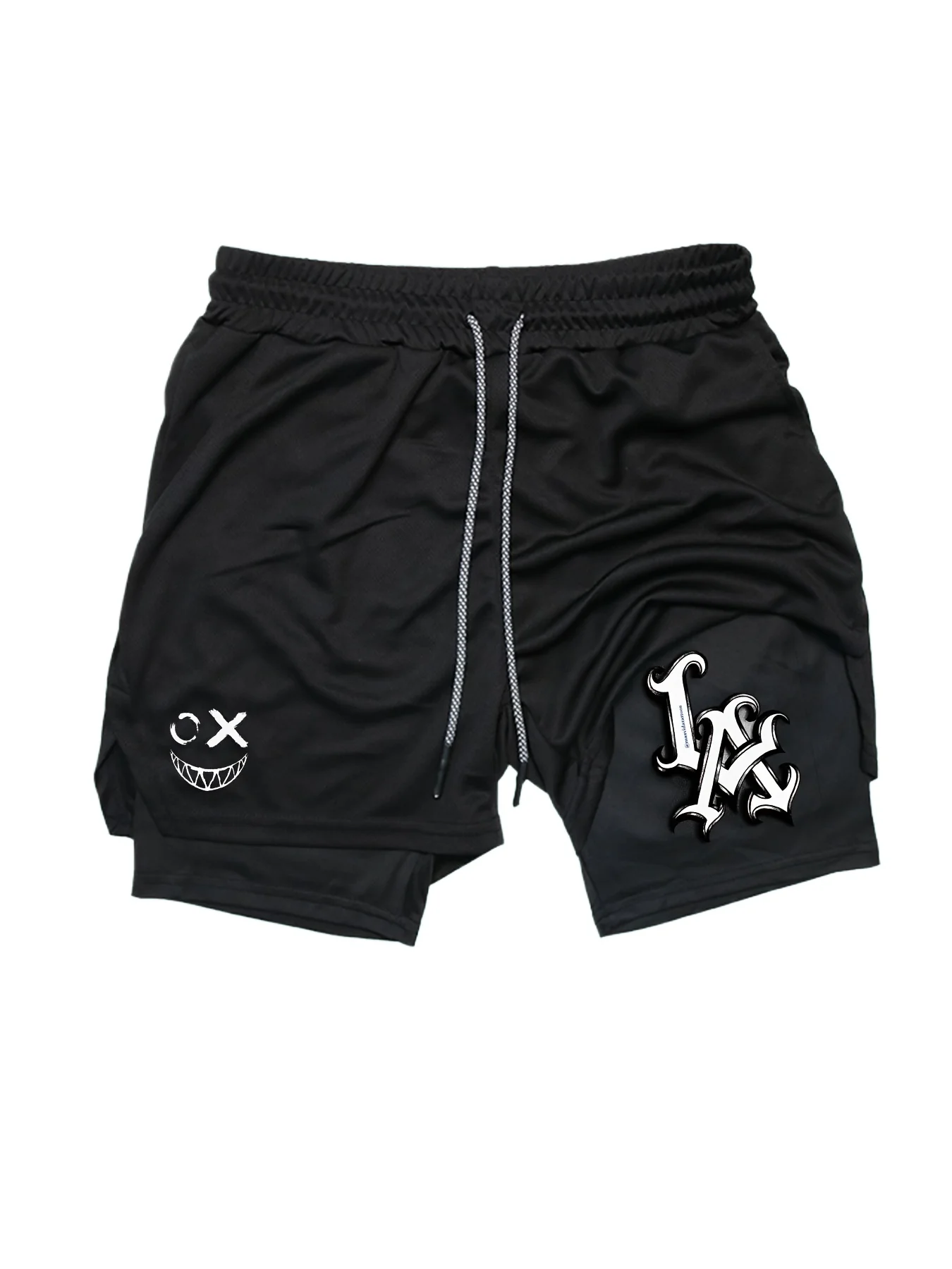 

Men's quick drying sports shorts with moisture absorption, breathability, running elasticity, double-layer 2-in-1 shorts