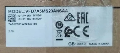 

Brand New Original VFD7A5MS23ANSAA VFD-MS300 Series Drive Fast delivery