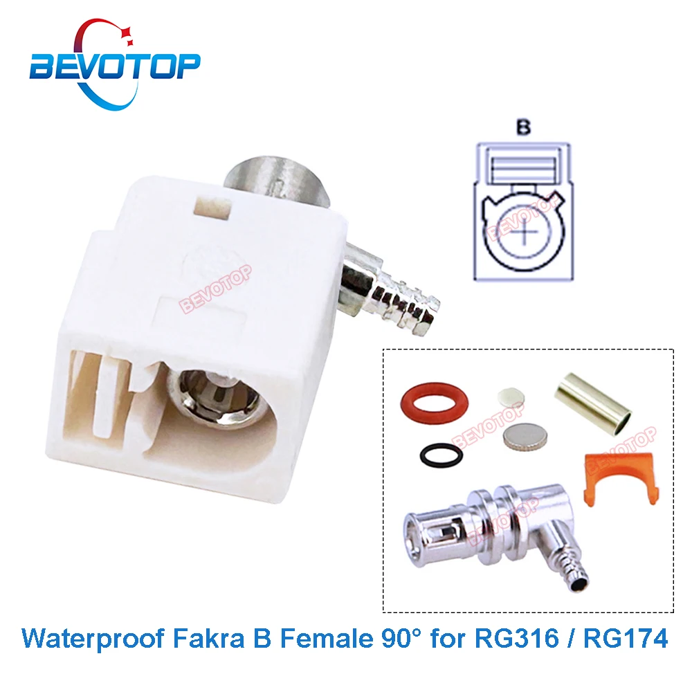 10PCS/LOT Waterproof Fakra White Code B Female Right Angle 90° Jack 50 Ohm 50-1.5 Wire Connector for RG174 RG316 LMR100 Cables