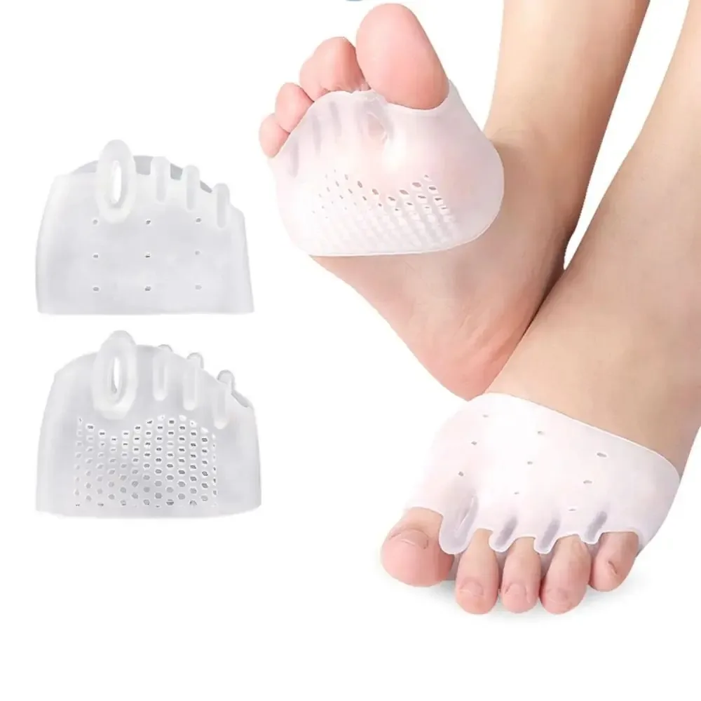 Plantillas para aliviar el dolor de Hallux, Corrector de dedos de los pies, almohadillas de Gel para el cuidado de los pies, almohadillas para el antepié, cojín separador de dedos Valgus de silicona, 1 par