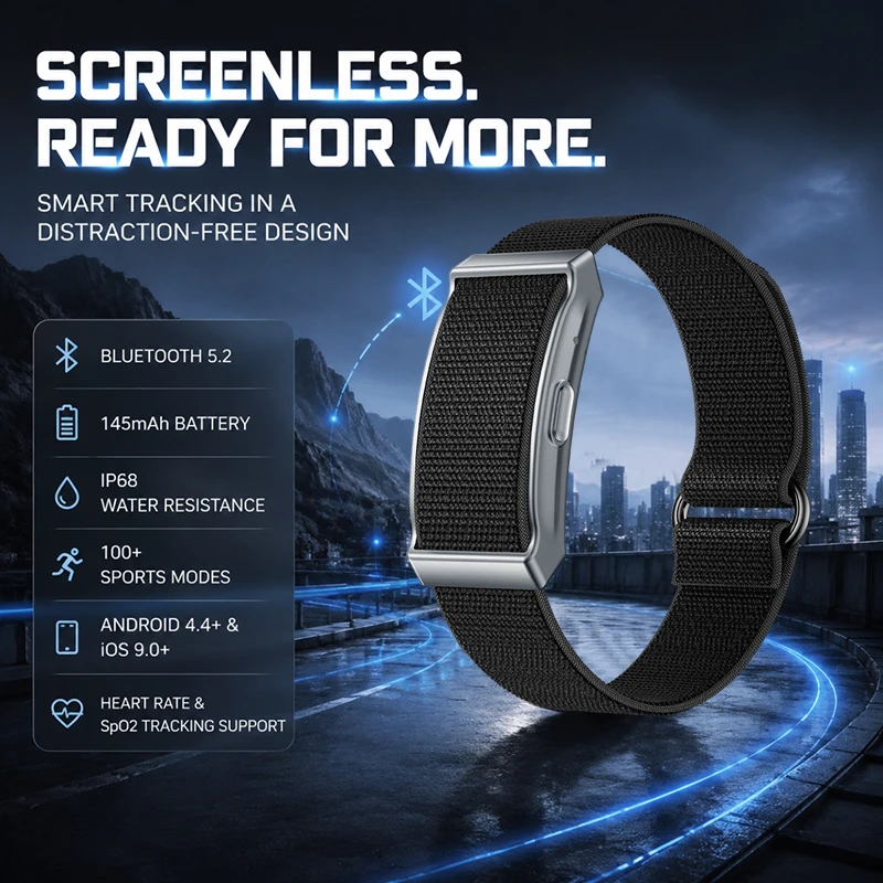 No Screen Smart Bracelet Heart Rate Sleep Health Monitoring IP68 Waterproof Smart Band Call Reminders Multifunction Men's Watch