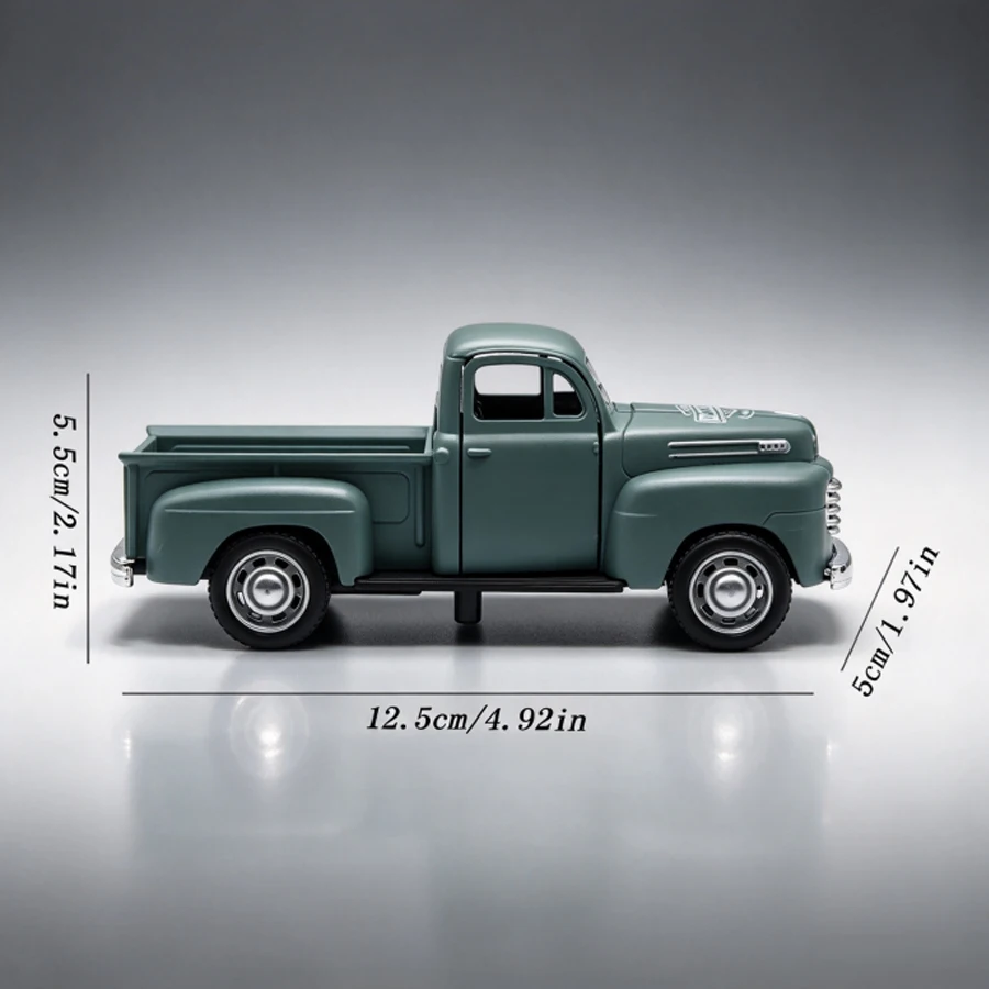 Classic Pickup Diecast Alloy Car Model, Vintage Truck Toy with Detailed Interior, Kids Vehicle Gift for Boys for Collection