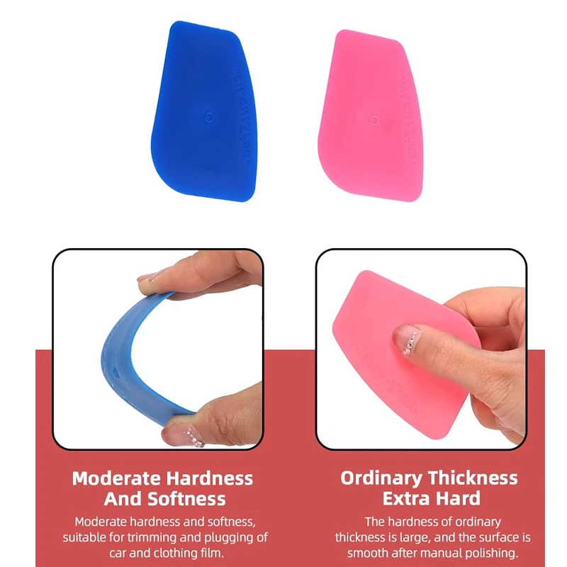 Mini Vinyl Scraper Hard/Soft Plastic Hard Card Multi-Edge Scraper for Window Tint Vinyl Wrap Install Decal Remover Label Scraper
