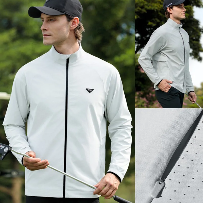 Pgm Men Sun Protection Golf Jacket Windbreaker Spring Summer Outdoor UV Shirt Loose Stand Collar Golf Coat Sunscreen Jacket