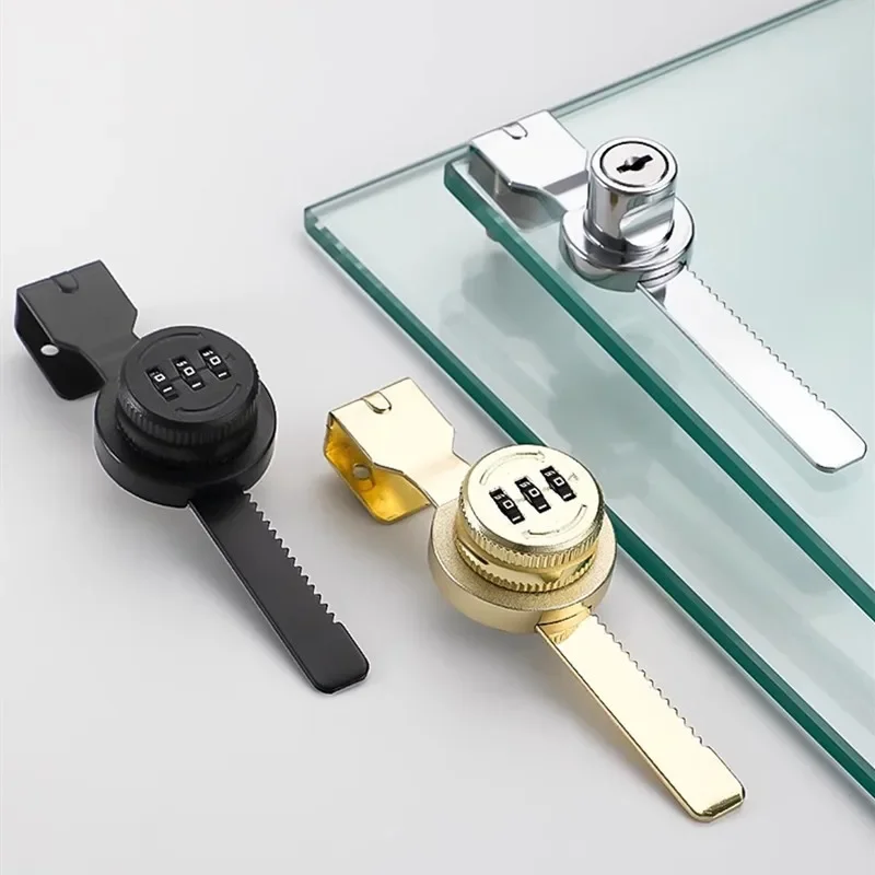 No-drilling Password Sawtooth Lock Sliding Wine Cabinet Door Glass Lock Counter Window Sliding Door Locks Cabinet Glass Clips