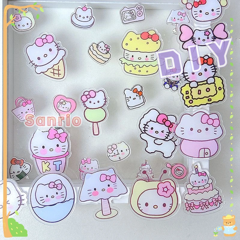 Cartoon anime Sanrio 1cm2/4cm shape acrylic patch DIY handmade keychain PP clip cute hair clip rocking music accessory material