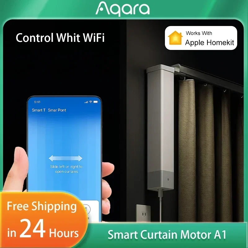 

Aqara A1 Smart Wifi Curtain Motor Remote Control Wireless Smart Motorized Electric Timing APP work with Mi Home Smart Home App