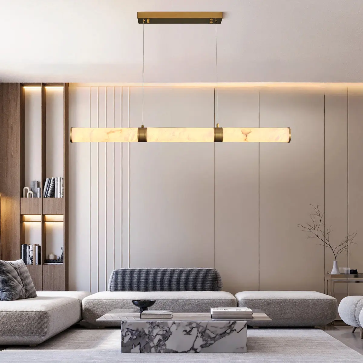Natural Marble Pendant Light For Dining Table Restaurants Kitchen Bar Living Room Long Marble Lamp Hanging Customizable Fixture