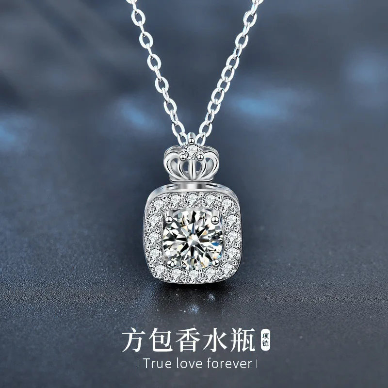 

Fashionable Korean perfume bottle, Mousang necklace, female niche design, sterling silver pendant, versatile collarbone jewelry