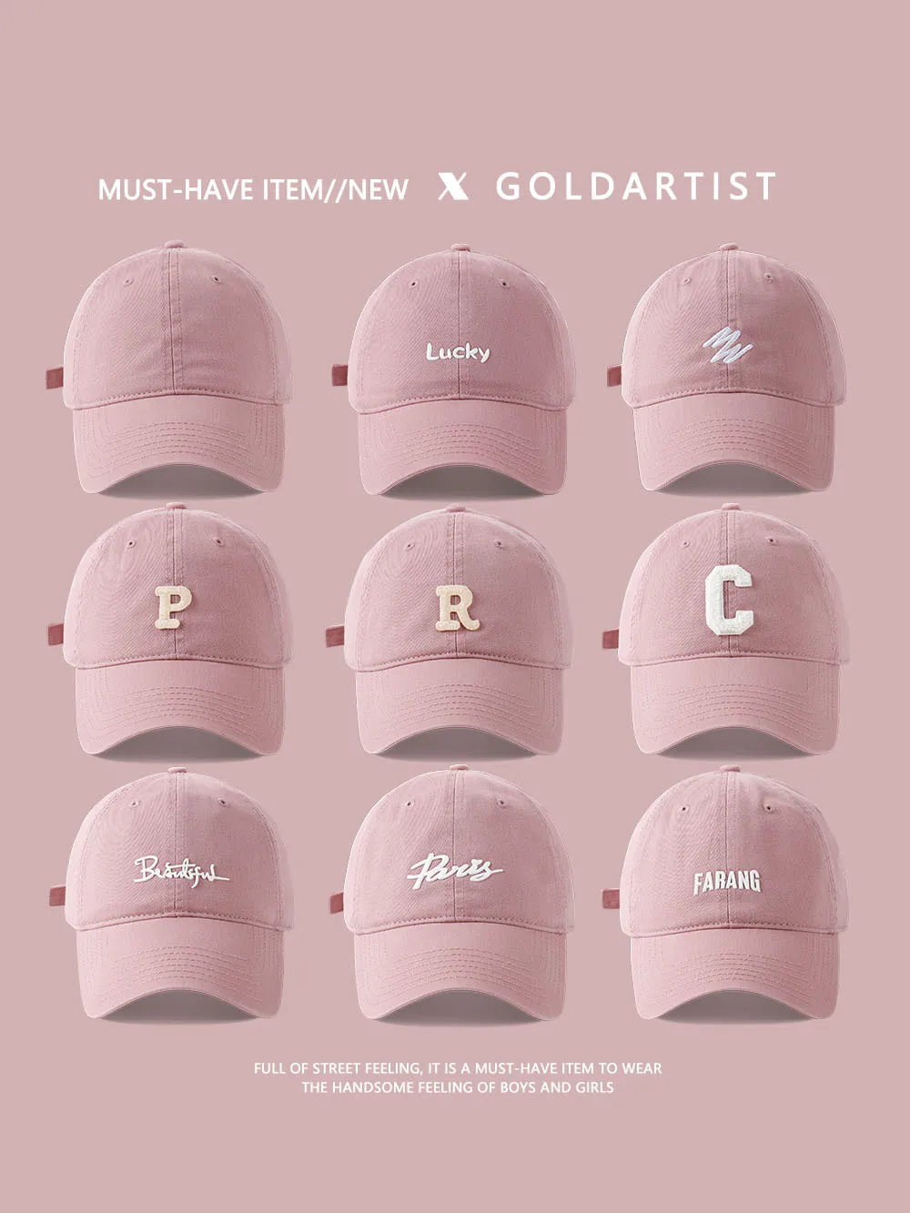 1 Pcs Rose Pink Hat Women\'s Spring / Autumn Letter Wide Brim Baseball Cap Korean Fashion Simple Adjustable Peaked Cap For Girl