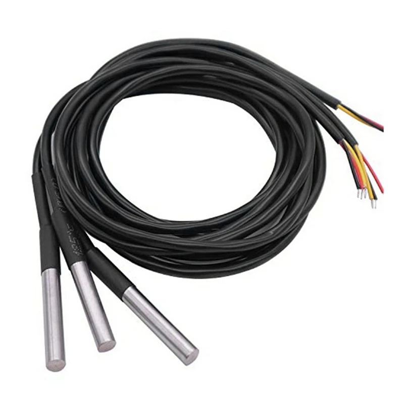 4Pcs DS18B20 Waterproof Temperature Sensors 1M Length Digital Thermal Stainless Steel Probe Temperature Controller