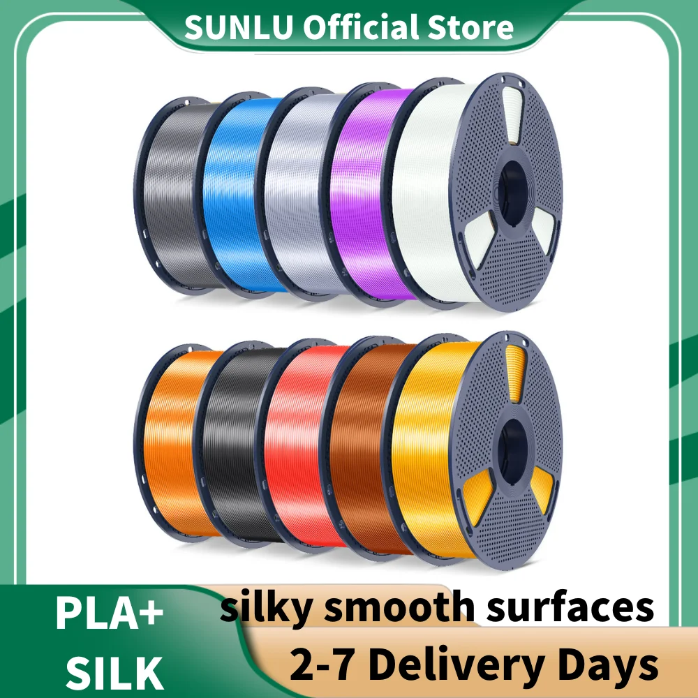 

SUNLU Silk PLA+ Filament 1.75mm 10KG 1KG/Roll 1.75MM Upgrade Spool Compatible with Bambulab Refill Filament Silky Smooth Surface