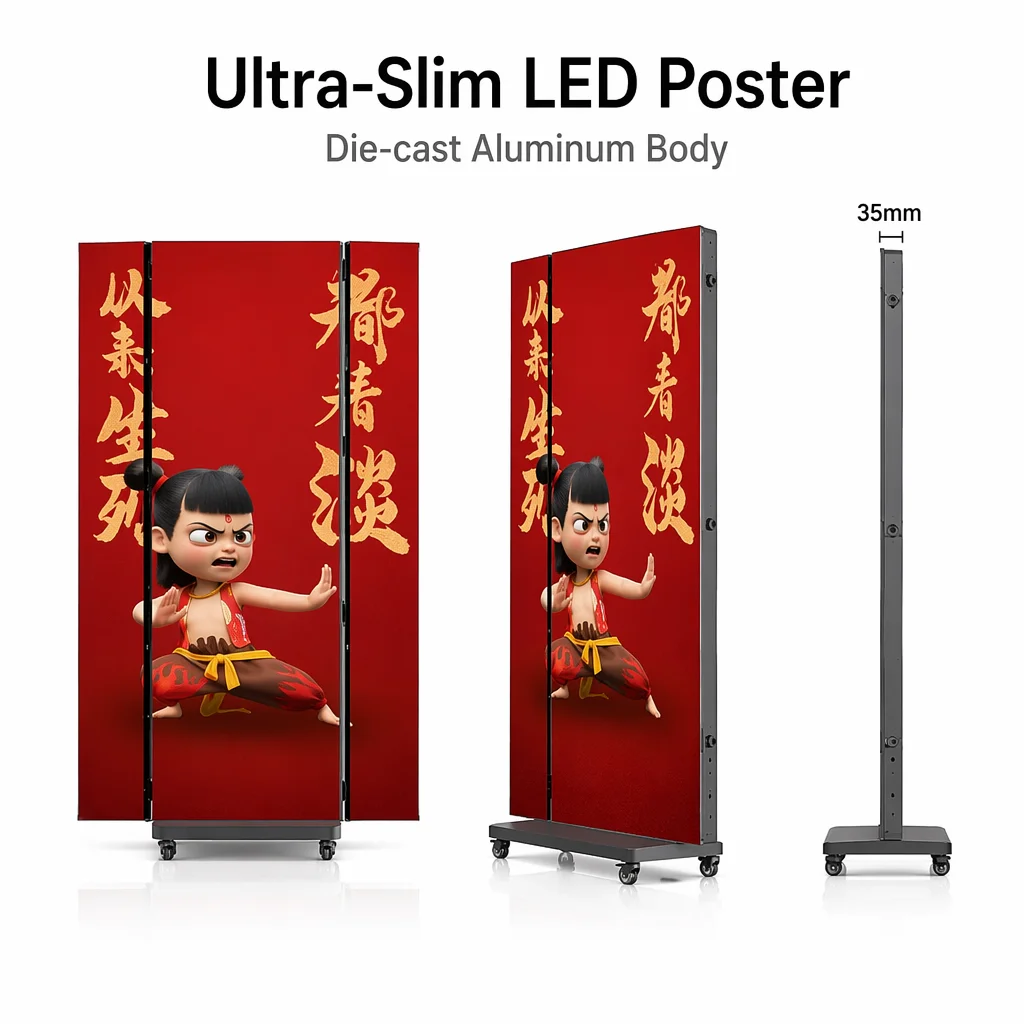 Ultra Slim GOB Full Color HDR10+ Retail Advertising Screen LED Poster Display