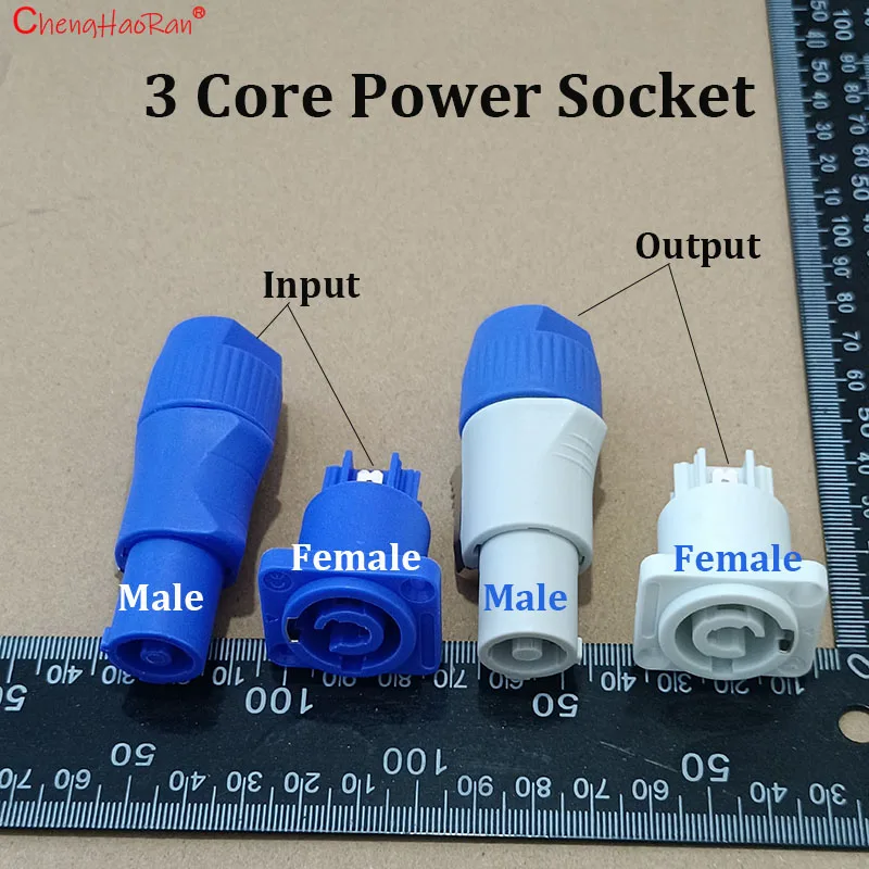 1PC or 1Set 20A 250V  Input Output 3 Core Male Female Power Socket For Stage Lighting LED Display Plug Power Cord Connector