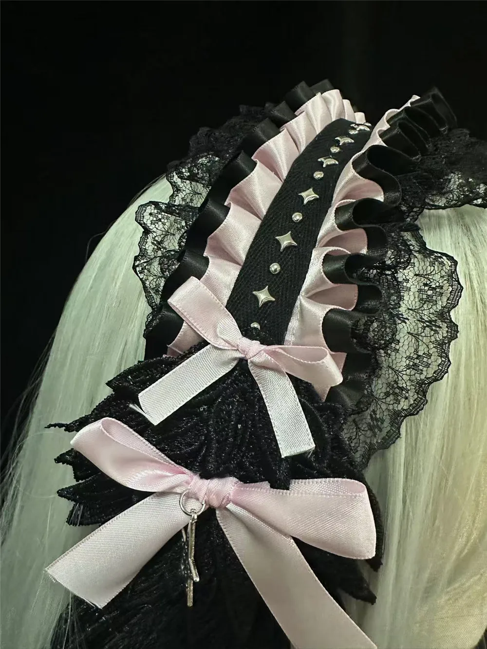 

Lolita Wing Hairband - Gothic Black-Pink Black Angel Headpiece, Subculture Hairband, Cosplay Hair Accessory