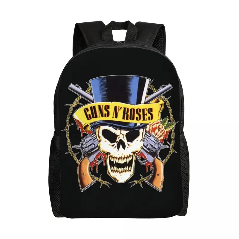 Customized Guns N Roses Backpacks Men Women Casual Bookbag for School College Bullet Logo Bags