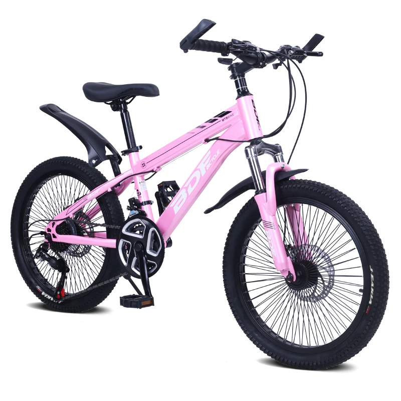 24 Speed Pink Student Mountain Bike For Kids 20/22/24 Inch Bicycle With Ordinary Pedal Disc Brake & Steel Fork