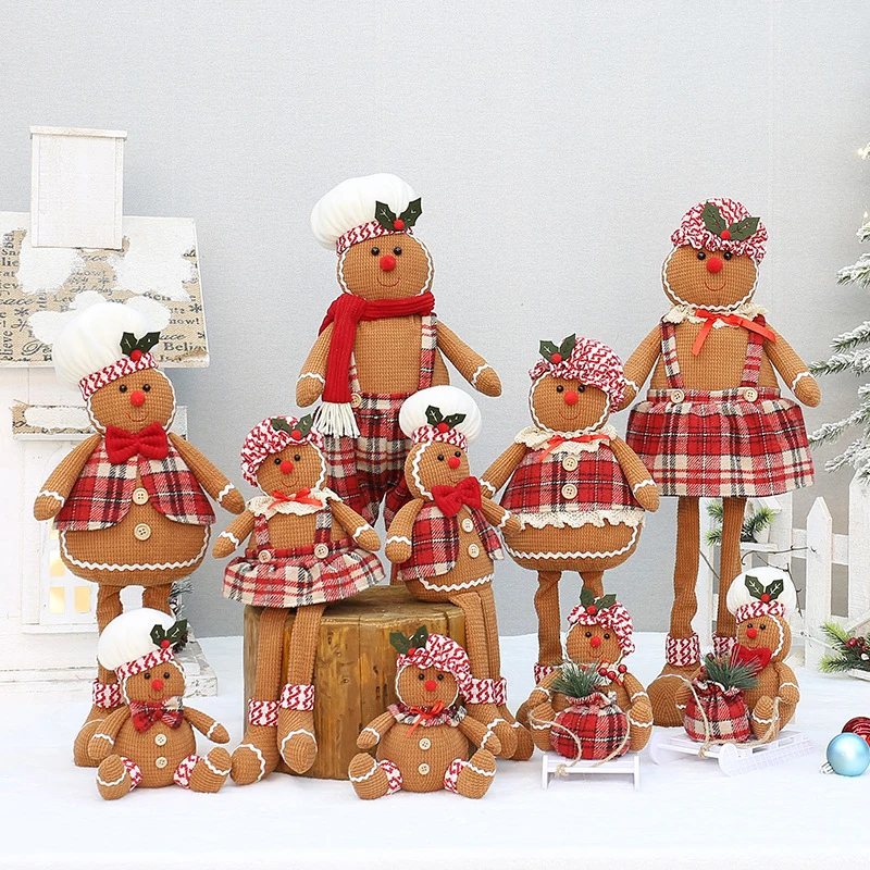 Sitting And Standing Fabric Art Biscuit Man Gingerbread Man Doll Christmas New Year And Other Holiday Decorations