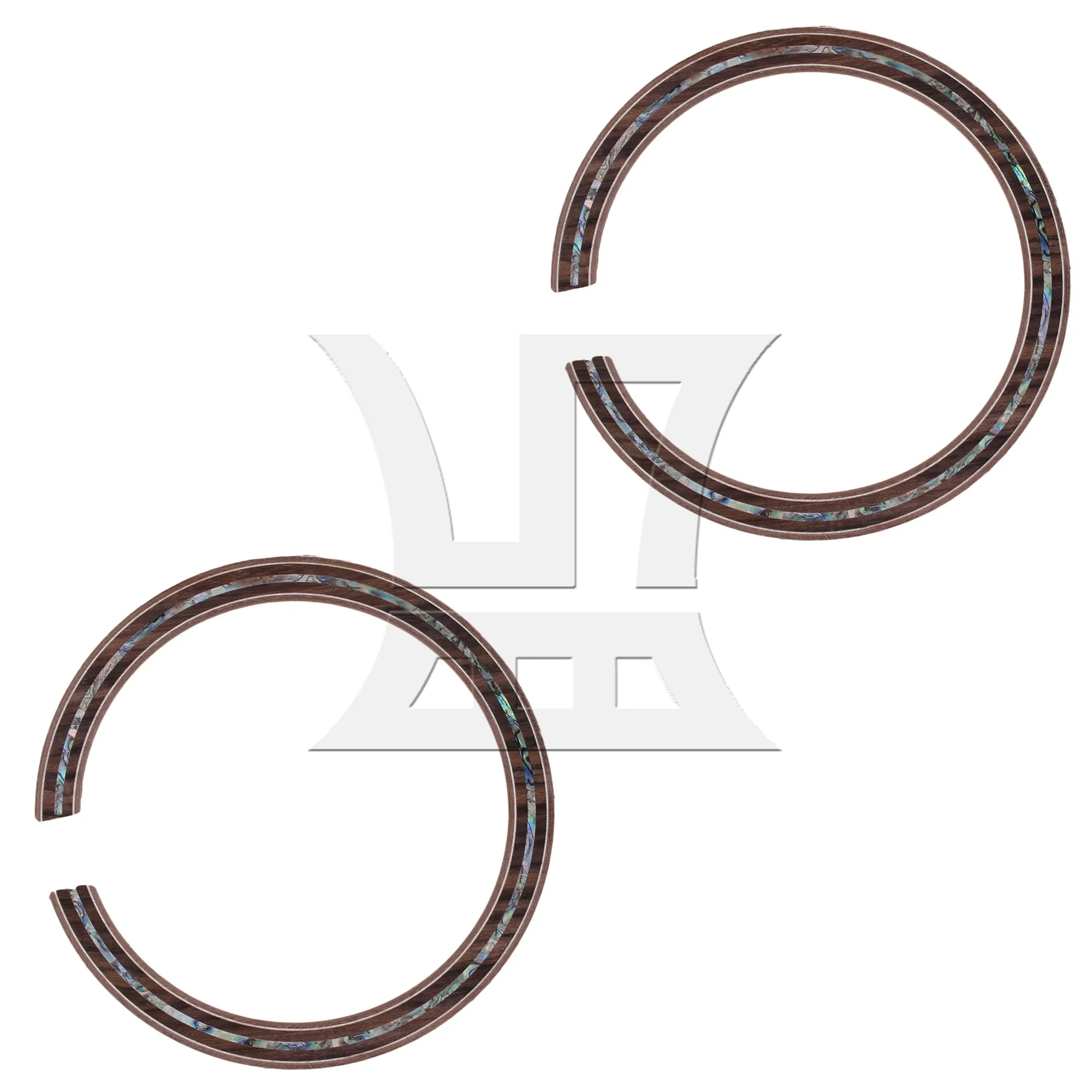 

2 Pcs Folk Guitar Soundhole Rosette Decal Rosewood Inlay Sticker B-13