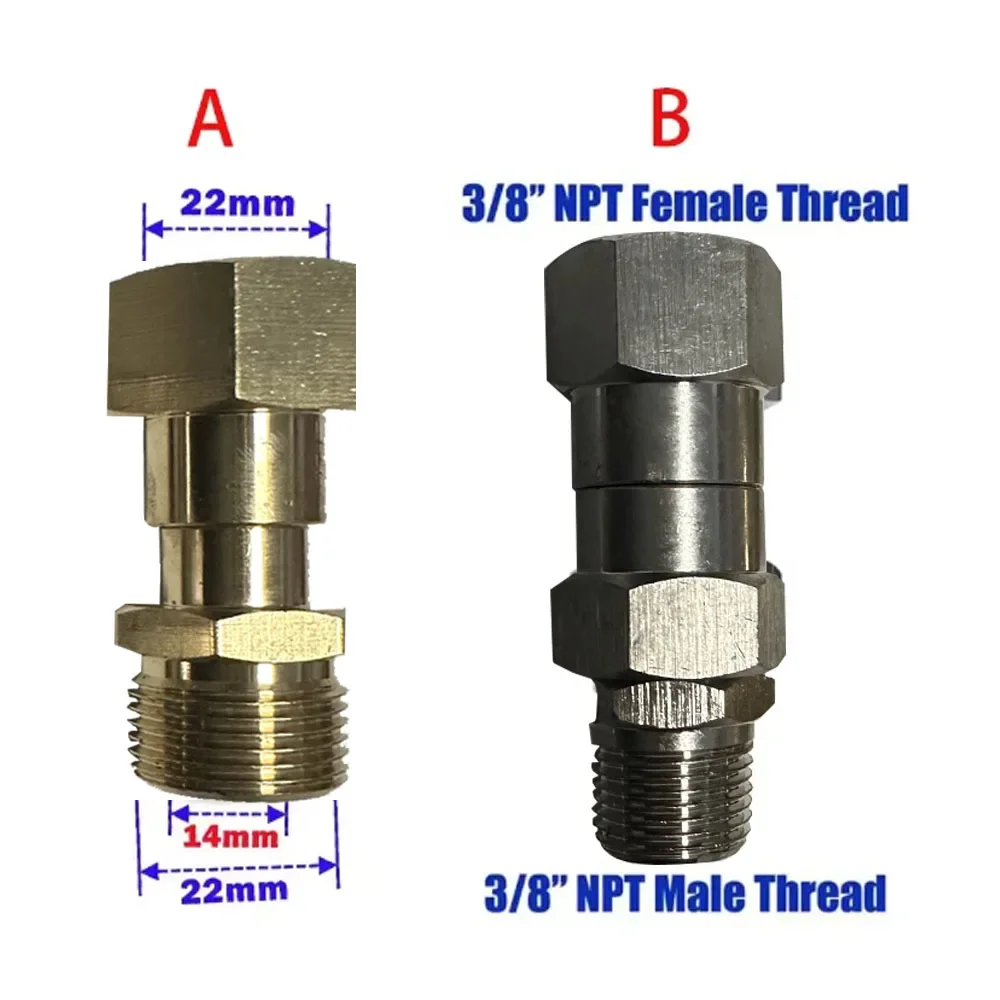 Поворотный соединитель для мойки высокого давления, фитинг для шланга M22, резьба 14 мм, 3/8, вращение на 360 градусов, соединитель для шланга для мойки пистолета