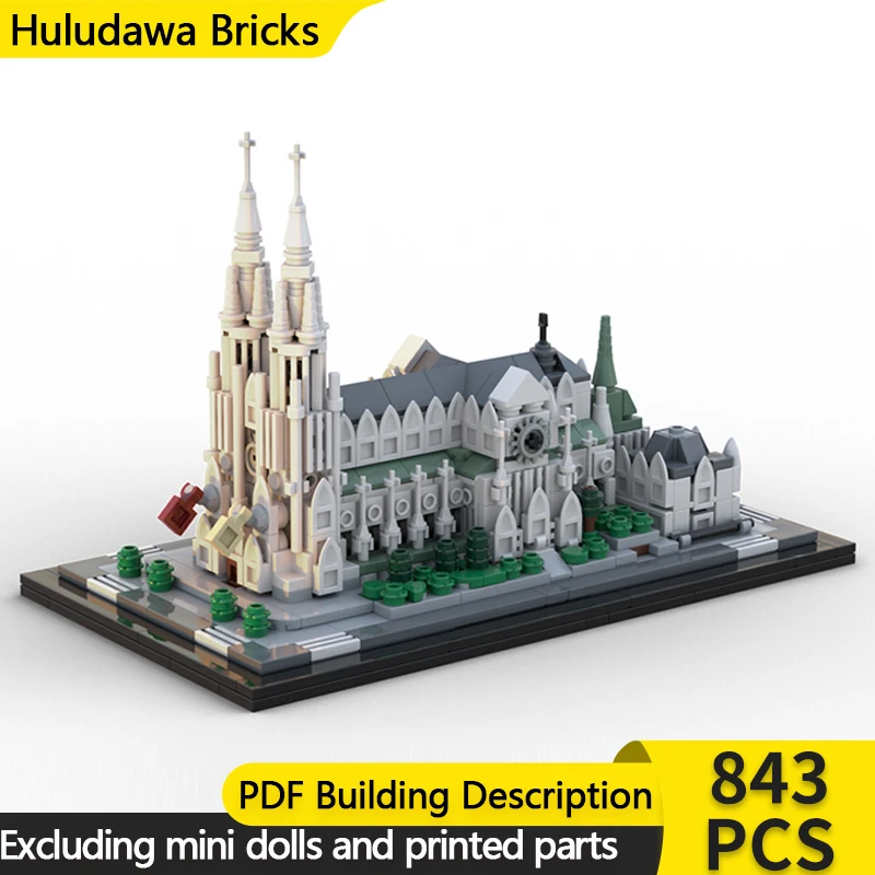 

City Street View Model MOC Building Bricks Modern Cathedral Modular Technology Children Holiday Gifts Assemble Toys Suit