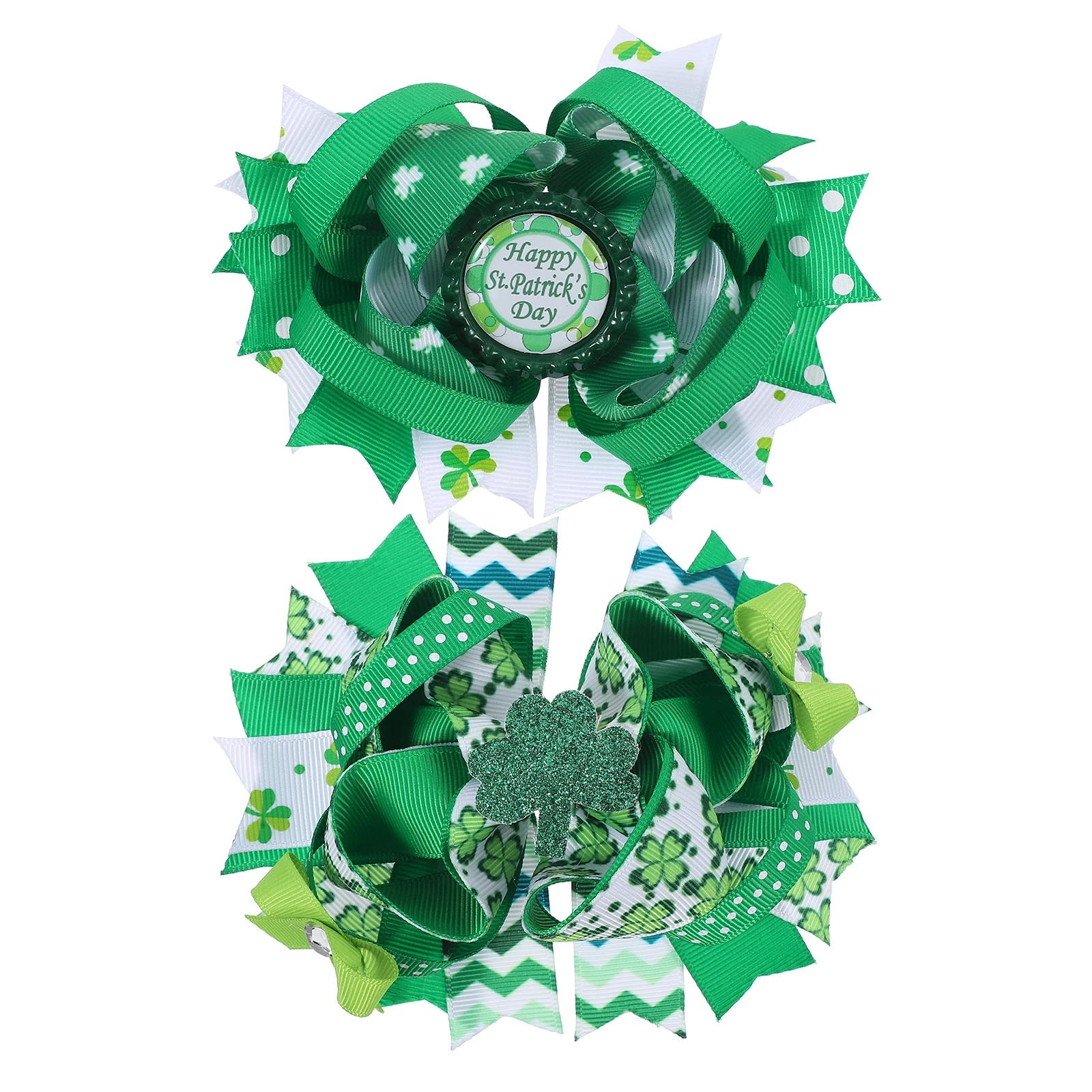 

2Pcs St Patricks Day Hair Clips Shamrock Hair Bowknot Clips Kids Durable Fabric Metal Party Supplies St. Patrick's Day Supplies