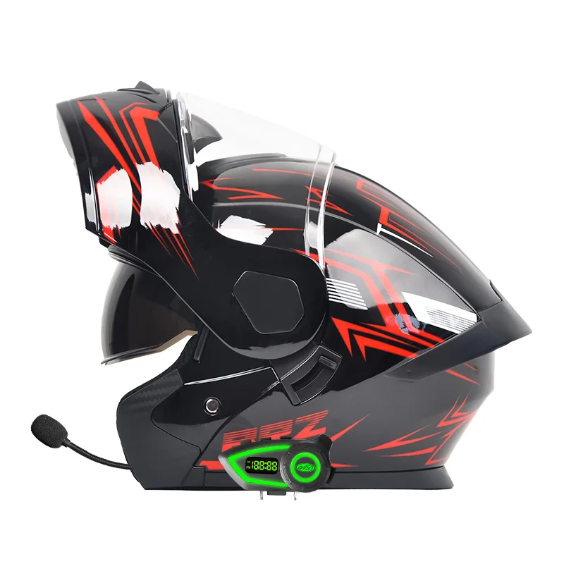 Dot Certified Abs Material Motorcycle Helmet with Blue Tooth Full Graphic Dual Lens Racing Helmets Ad Factory Custom Wholesale