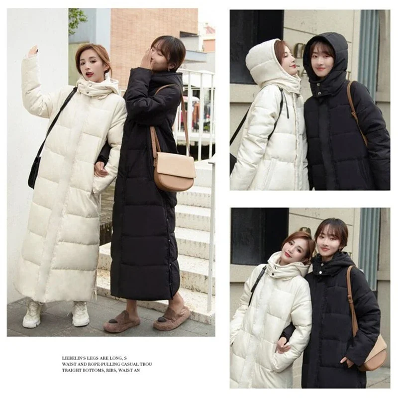 Women Jackets Extra long Parkas Hooded Cotton Padded Female Coat High Quality Warm Outwear Womens Parka Winter Coats